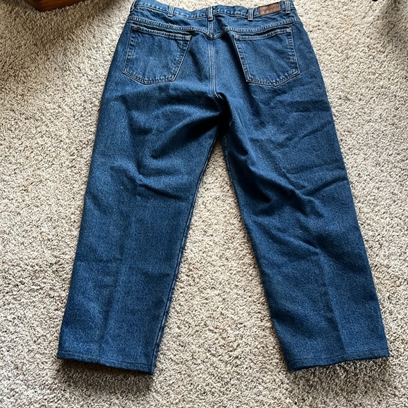 LL Bean Double L Green Fleece Lined Relaxed Fit Mens Jeans EUC Size 38X29 - Picture 5 of 9